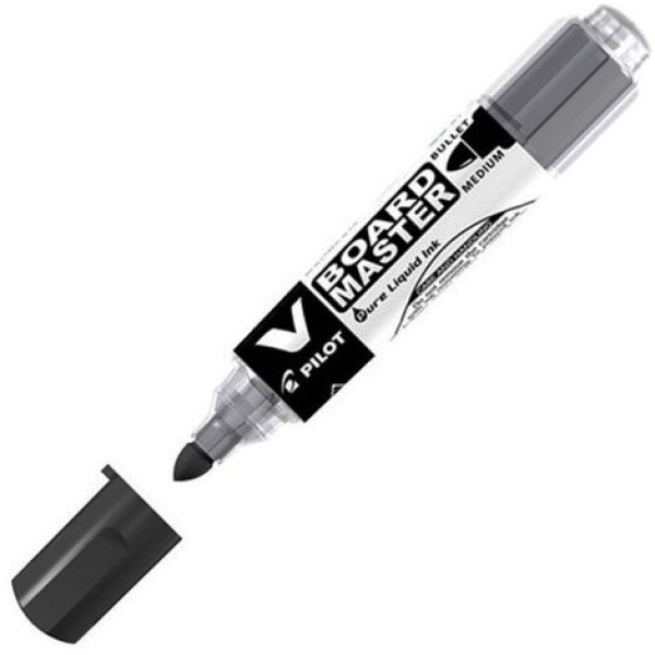 Pilot V Board Master Bullet Point Black Markers Refillable Box of 12