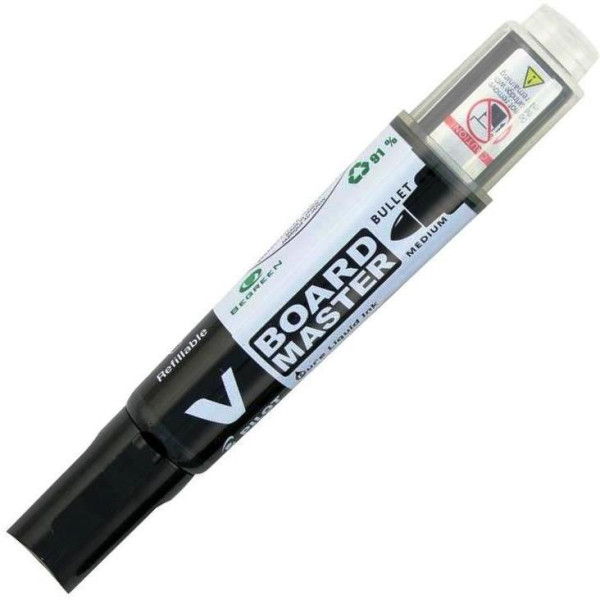 Pilot V Board Master Bullet Point Black Markers Refillable Box of 12