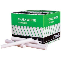 Treeline Dustless White Chalk Sticks - 100 Pack 