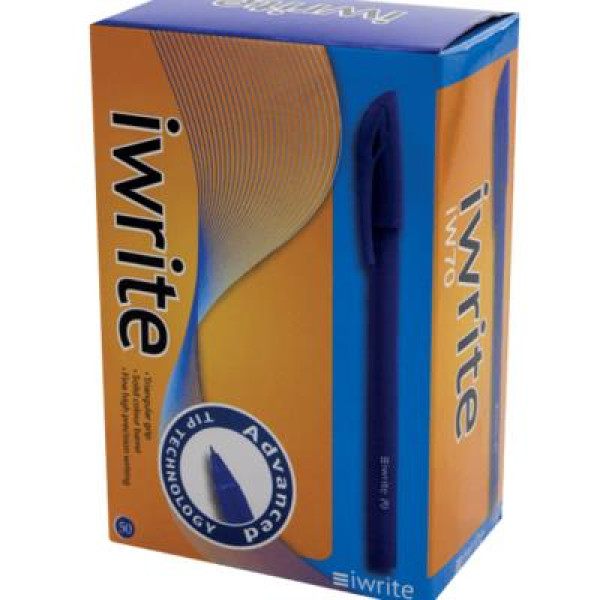 iWrite Tri-Grip Ballpoint Pen Medium Blue Box of 50