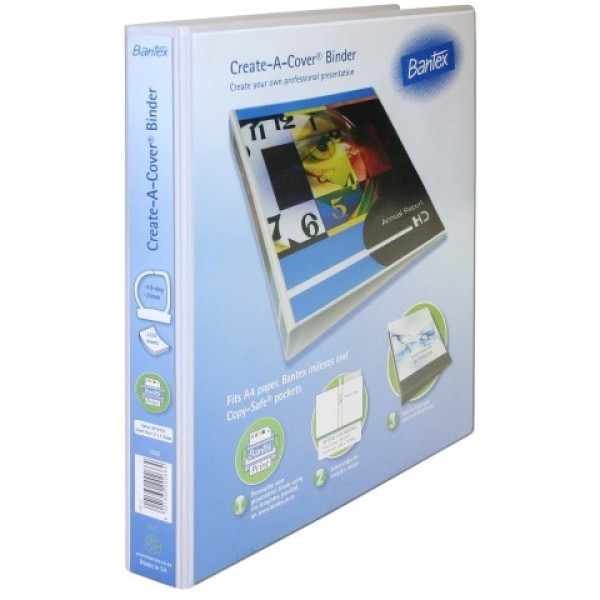 Bantex Ring Binders A4 Create A Cover 25mm - 4 Ring White Bantex Ring Binders A4 Create A Cover 25mm - 4 Ring White
