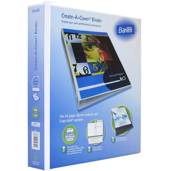 Bantex Ring Binders A4 Create A Cover 40mm 4 Ring White