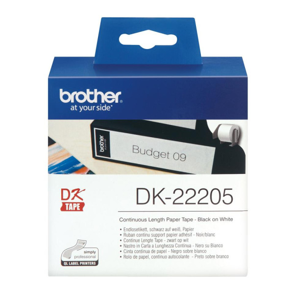 Brother DK22205 Labelling Tape Black on White Thermal Roll