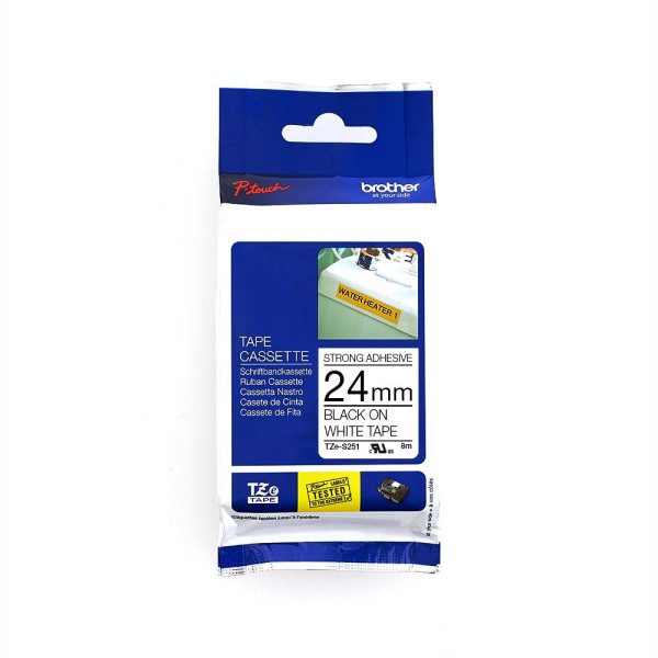 Brother TZe-S251 Labelling Tape 24mm Black On White Extra Strength