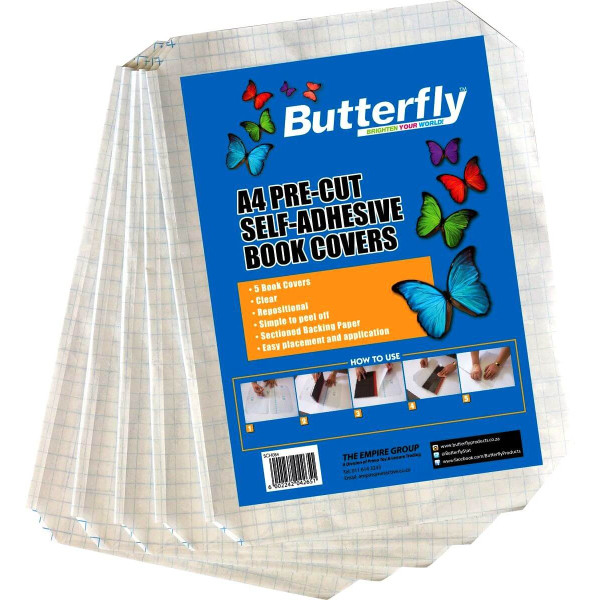 BUTTERFLY Pre-Cut Self Adhesive Book Covers A4 - 5s BUTTERFLY Pre-Cut Self Adhesive Book Covers A4 - 5s