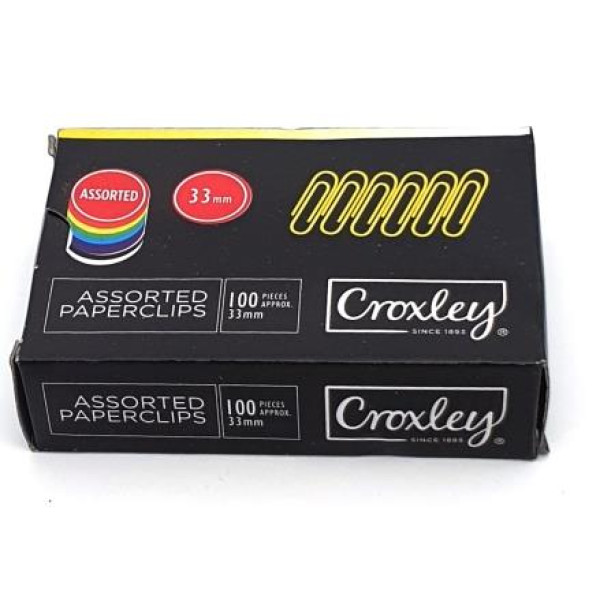 CROXLEY Coloured Paper Clips 33mm (100) Clips