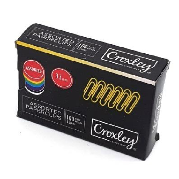 CROXLEY Coloured Paper Clips 33mm (100) Clips