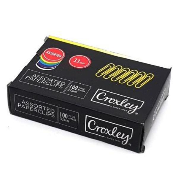 CROXLEY Coloured Paper Clips 33mm (100) Clips