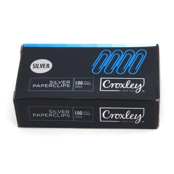CROXLEY Silver Paper Clips 25mm (100) Clips CROXLEY Silver Paper Clips 25mm (100) Clips