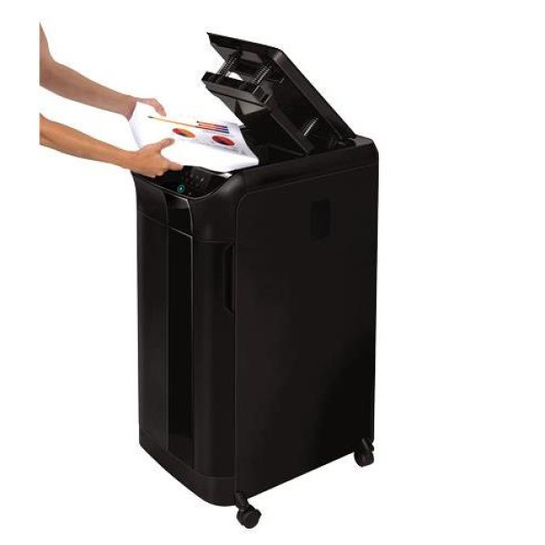 Fellowes AutoMax 600M P-5 micro-cut auto feed shredder front angled view