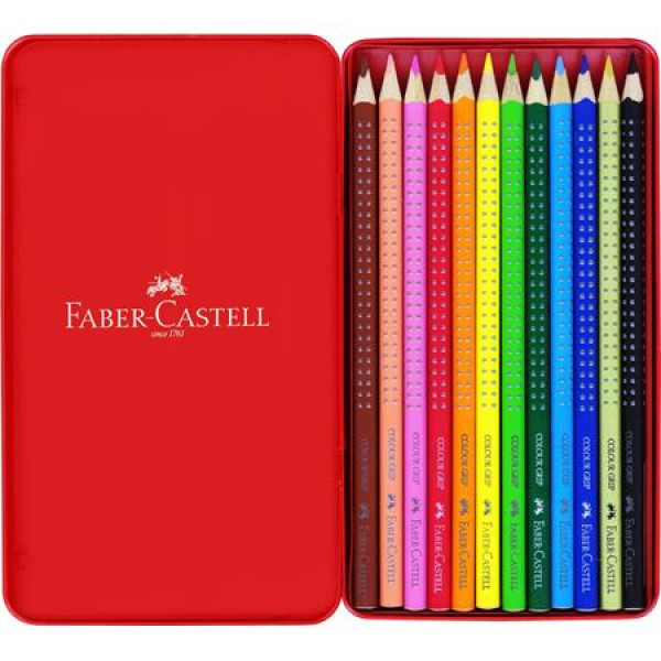 Faber-Castell Grip Colour Pencils Tin Of 12 Faber-Castell Grip Colour Pencils Tin Of 12