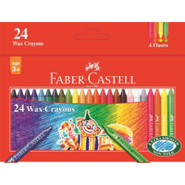 Faber-Castell Cardboard Box Of 24 Wax Crayon Slim - 8Mm Diameter
