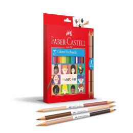 Faber-Castell 24 Full Hexagonal Eco Colour Pencils + 3 Bicolor-World Colours