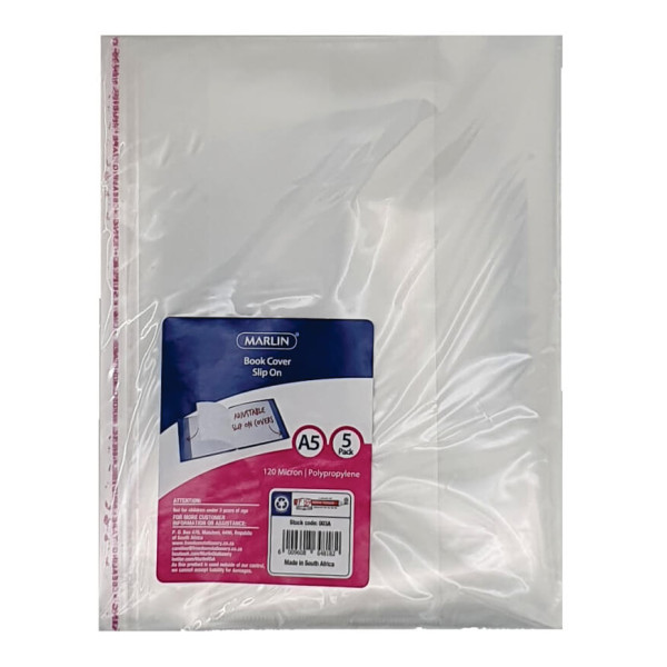 MARLIN A5 Book Cover Adjustable PVC 120mic Clear - 5's