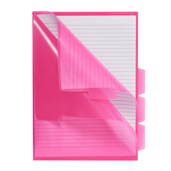 MEECO A4 Secretarial Folder with 5 Tabs - Pink