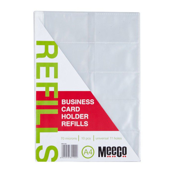MEECO A4 Business Card Holder Refills - 10 Pack MEECO A4 Business Card Holder Refills - 10 Pack