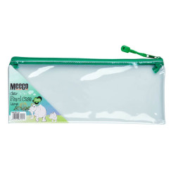 MEECO Pencil Bag Large Clear with Green Zip