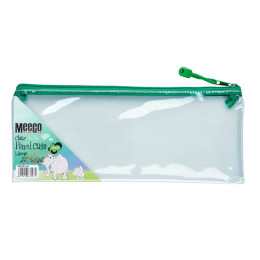 MEECO Pencil Bag Large Clear with Green Zip