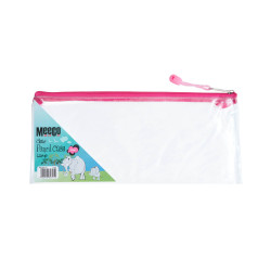 MEECO Pencil Bag Large Clear with Pink Zip