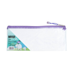 MEECO Pencil Bag Large Clear with Violet Zip