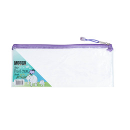 MEECO Pencil Bag Large Clear with Violet Zip