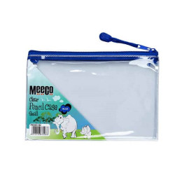 MEECO Pencil Bag Small Clear with Blue Zip