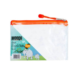 MEECO Pencil Bag Small Clear with Orange Zip