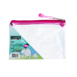 MEECO Pencil Bag Small Clear with Pink Zip