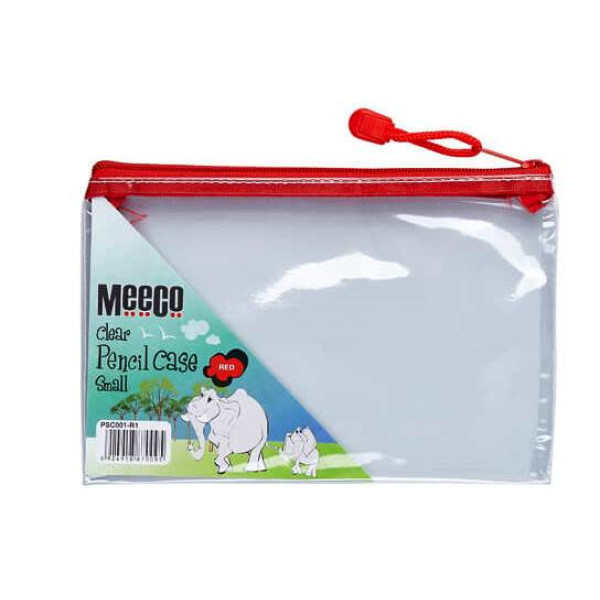 MEECO Pencil Bag Small Clear with Red Zip