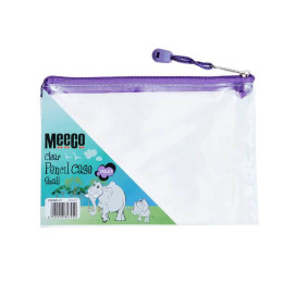 MEECO Pencil Bag Small Clear with Violet Zip