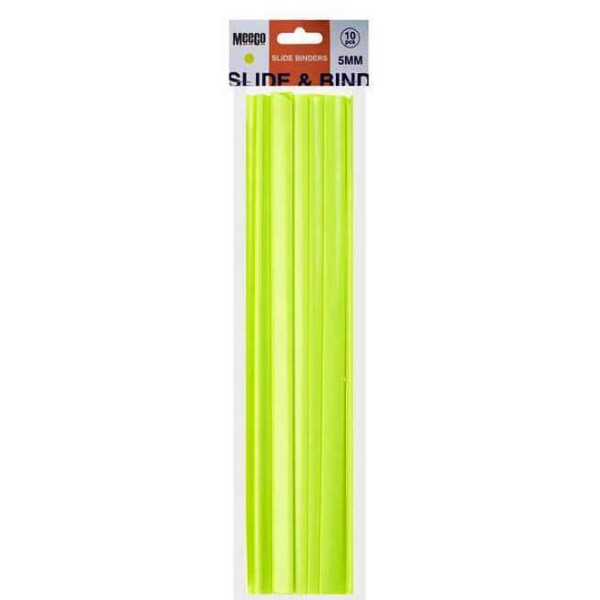 MEECO Slide Binder 5mm Neon Yellow - 10 Pack