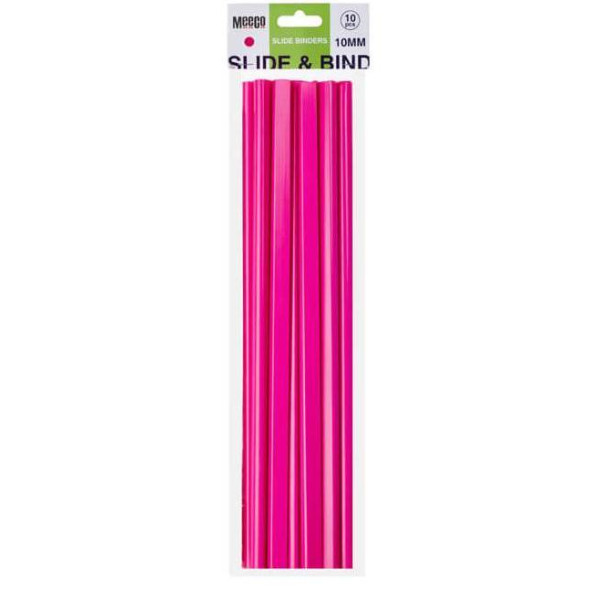 MEECO Slide Binder 10mm Neon Pink - 10 Pack