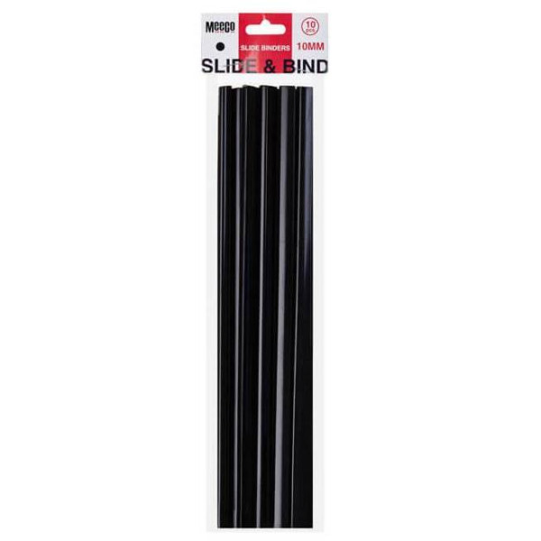 MEECO Slide Binder 10mm Black - 10 Pack