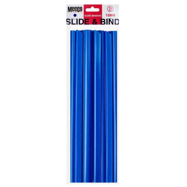 MEECO Slide Binder 15mm Blue - 10 Pack MEECO Slide Binder 15mm Blue - 10 Pack