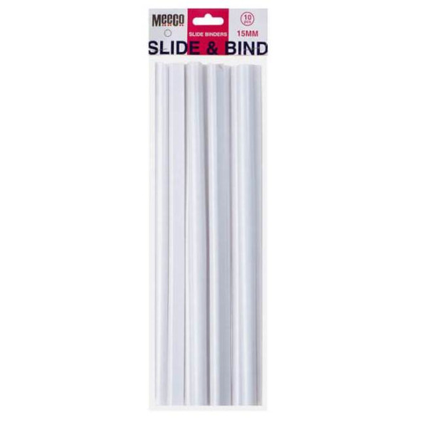 MEECO Slide Binder 15mm White - 10 Pack