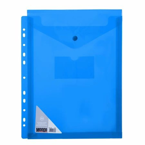 MEECO A4 Filing Carry Folder with Vertical Closure - Blue