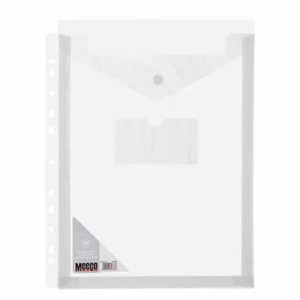MEECO A4 Filing Carry Folder with Vertical Closure - Clear