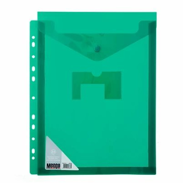 MEECO A4 Filing Carry Folder with Vertical Closure - Green