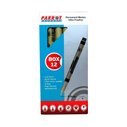 Parrot Ultra Fineliner Permanent Markers Black - 12 Pack