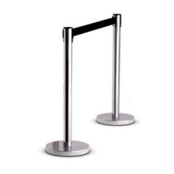 PARROT Retractable Chrome Queue Barrier with Black Belt - Box of 2 PARROT Retractable Chrome Queue Barrier with Black Belt - Box of 2