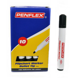 PENFLEX Flip Chart Markers Bullet Tip Black - (box of 10)