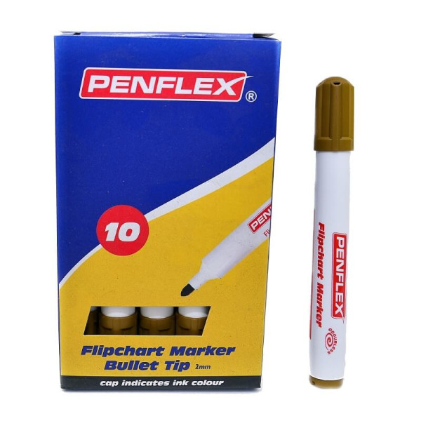 PENFLEX Flip Chart Markers Bullet Tip Brown - (box of 10)