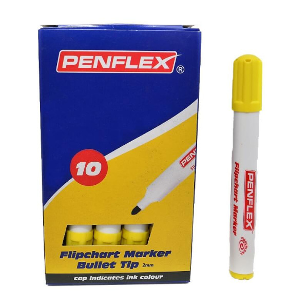 PENFLEX Flip Chart Markers Bullet Tip Yellow - (box of 10)
