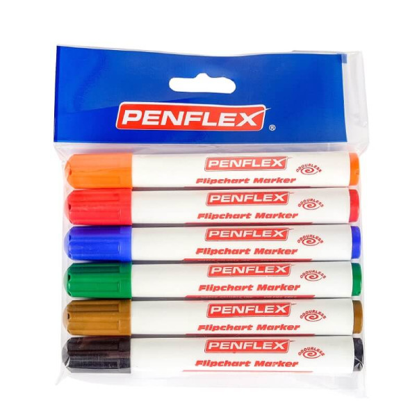 PENFLEX Flip Chart Marker Bullet Tip - Wallet 6 PENFLEX Flip Chart Marker Bullet Tip - Wallet 6