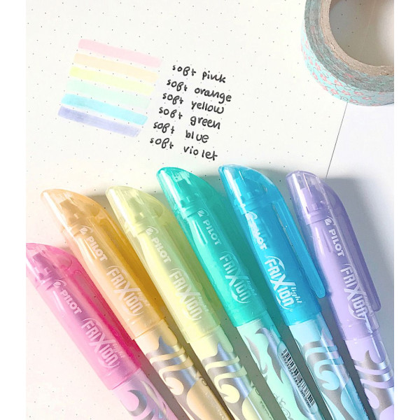 PILOT Frixion Light Highlighter Pastel Colours - Wallet of 6