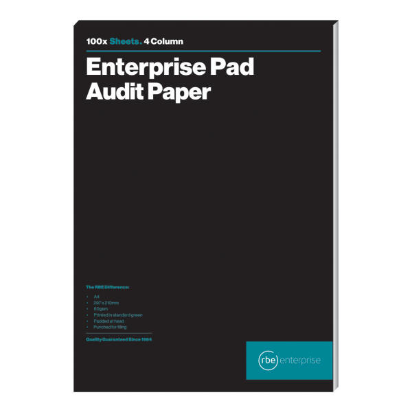 RBE A4 Audit Pad 4 Column - 100 Sheets