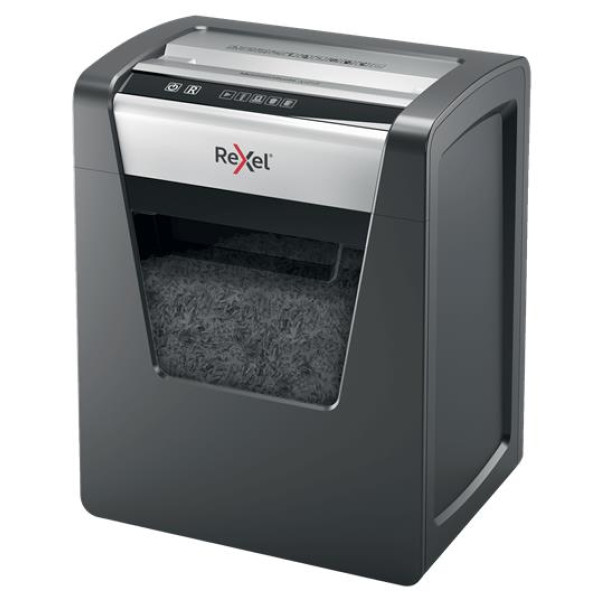 REXEL Momentum X415 Shredder – Left Side View Left side view of REXEL Momentum X415 Cross Cut Shredder for office use