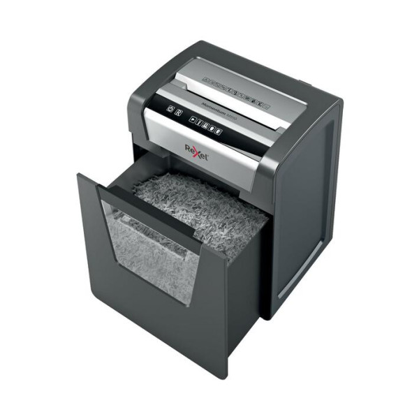 REXEL Momentum M510 Shredder – Right Side View Right side view of REXEL Momentum M510 10 Sheet Micro Cut Shredder