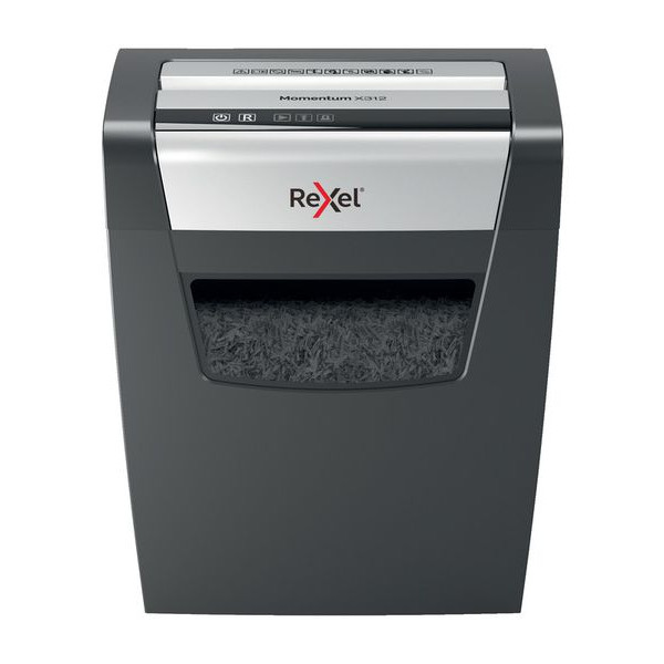 REXEL Momentum X312 Shredder – Left Side View Left side view of REXEL Momentum X312 Cross Cut Home Office Shredder