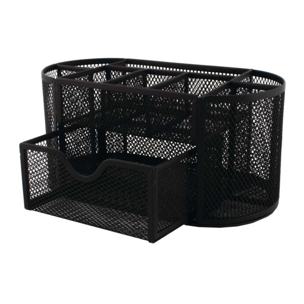 SDS M820 Metal Mesh Clip and Pen Holder with Drawer Black